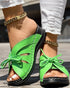 Hollow Out Tied Detail Wedge Slippers green