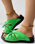 Hollow Out Tied Detail Wedge Slippers green