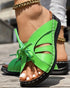 Hollow Out Tied Detail Wedge Slippers green