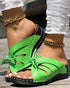 Hollow Out Tied Detail Wedge Slippers green