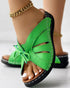 Hollow Out Tied Detail Wedge Slippers green