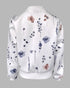 Plants Print Long Sleeve Casual Zipper Baseball Coat white