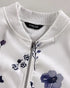 Plants Print Long Sleeve Casual Zipper Baseball Coat white