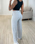 High Waist Drawstring Elastic Waist Wide Leg Casual Pants gray