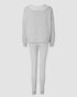 3 Piece Ribbed Tank Top and Crewneck Long Sleeve Tops High Waist Pants Tracksuit gray
