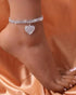 1pc Rhinestone Love Pendant Chain Anklet silver