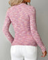 Crewneck Half Zipper Flap Detail Knit Sweater Long Sleeve Slim Fit Ribbed Pullover Top pink