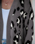 Leopard Pattern Longline Knit Cardigan Open Front Sweater gray