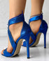 Eyelet Lace-up Stiletto Heeled Sandals blue