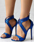 Eyelet Lace-up Stiletto Heeled Sandals blue