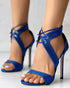 Eyelet Lace-up Stiletto Heeled Sandals blue