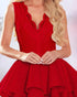 Contrast Lace V-Neck Sleeveless Mini Dress Elegant A Line Waist Layered Dress For Party Evening red