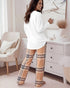 2 Pieces Outfit Letter and Heart Print Long Sleeve Top and Casual Plaid Pnats Sets with Pocket khaki