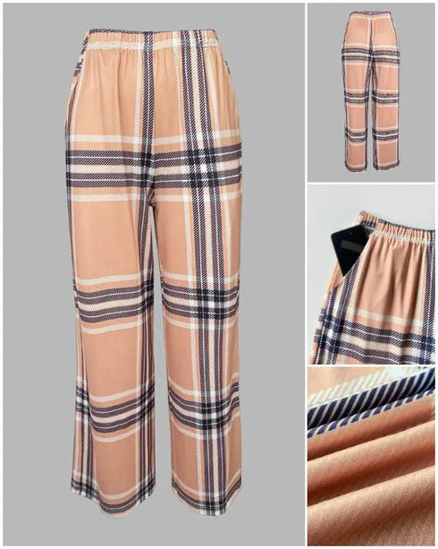 2 Pieces Outfit Heart & Let me sleep Slogan Print Long Sleeve Top and Christmas Tree & Snowflake Print Colorblock Elastic Waist Pants Set Casual Christmas Pajamas Set khaki