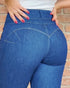 Front Button Zipper Fly High Waist Butt Lifting Skinny Denim Jeans Casual Pants Lighted Blue