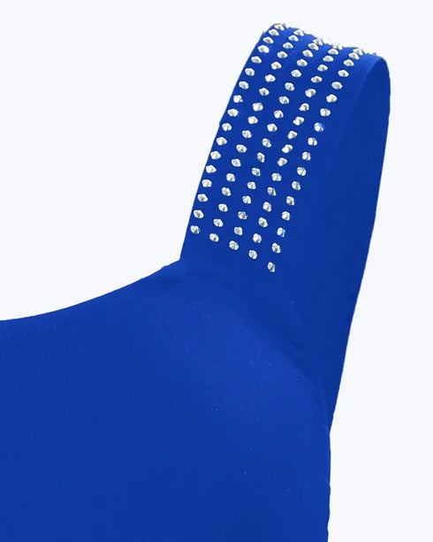 Rhinestone Embellished Thick Strap Tank Top blue