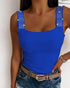 Rhinestone Embellished Thick Strap Tank Top blue