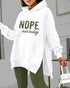 2 Pieces Outfit Nope. not today Slogan Print Kangaroo Pocket Side Slit High-Low Hem Hoodie Sweatshirt and Elastic Waist Slim Fit Sweatpants Set Army green