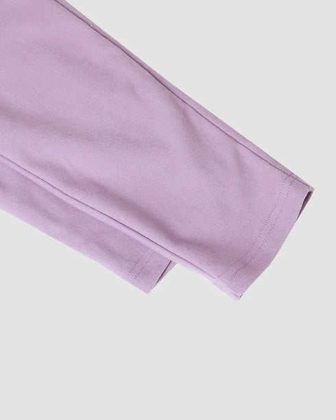 2 Pieces Outfit Long Sleeve Skew Neck Pullover Top and Drawstring Elastic Waist Slim Fit Pants Set purple