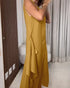 Solid Button Decor V-Neck Sleeveless Hollow-out Back Maxi Dress Casual Wrap Lace-Up Work Dress khaki