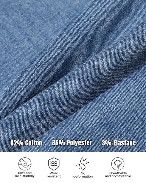 ChicMe CurveEase Back Shirred Button Front High Waist Jeans Skinny Flared Denim Jeggings Lighted Blue