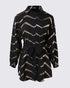 Bronzing Chevron Print Turn-down Collar Tied Detail Shirt Dress black