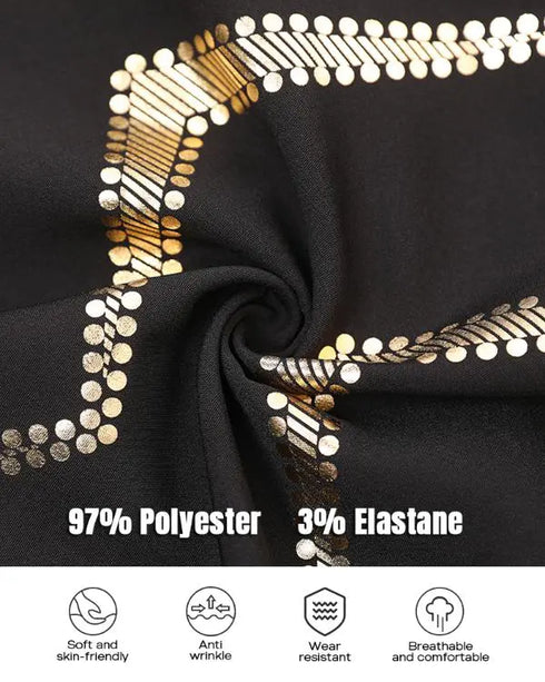 Bronzing Chevron Print Turn-down Collar Tied Detail Shirt Dress black