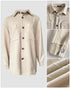 Turn-down Collar Button Front Drop Shoulder Jacket Casual Pockets Design Argyle & Cable Textured Shirt Coat khaki