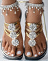 Rhinestone Floral Pattern Hollow Out Flip Flops Slippers gold
