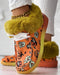 Halloween Pumpkin Graphic Print Lace-up Fuzzy Ankle Boots orange