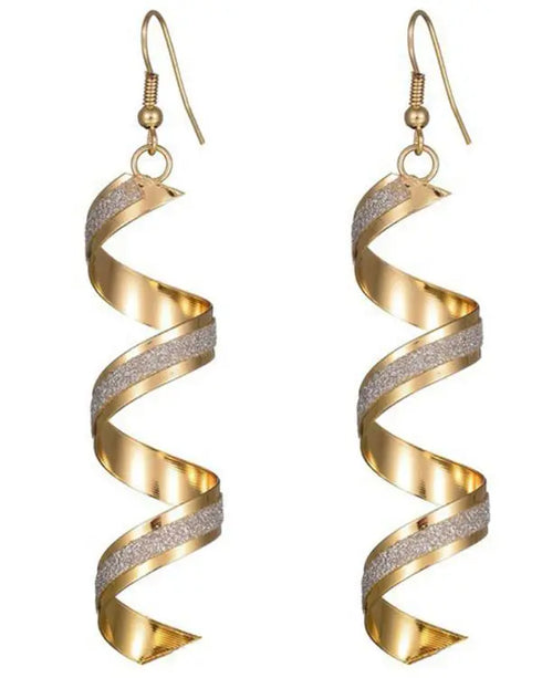 1Pair Twisted Dangle Hook Earrings gold