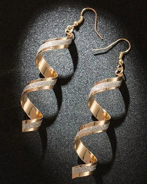 1Pair Twisted Dangle Hook Earrings gold