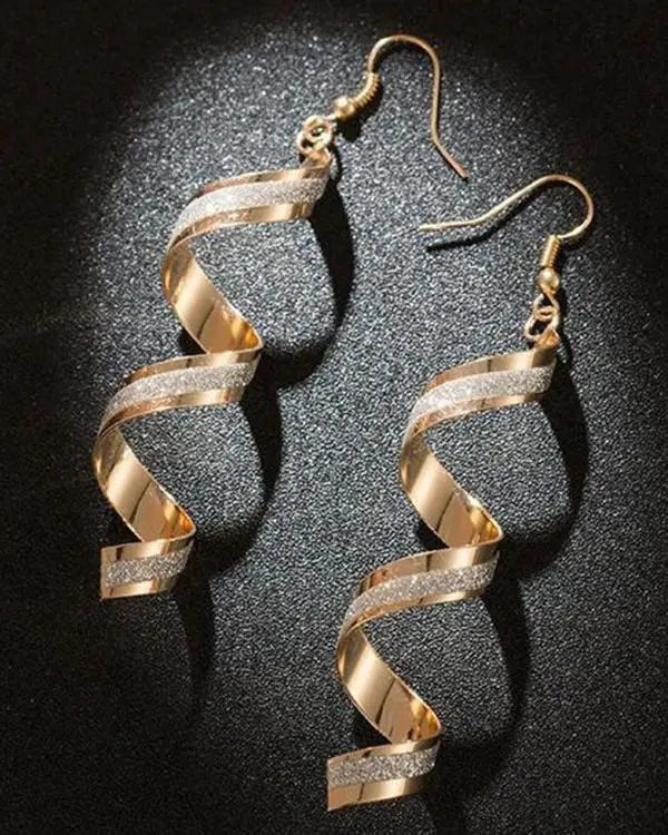 1Pair Twisted Dangle Hook Earrings gold