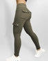 Butt Lifting Leggings with Flap Pockets High Waist Tummy Control Workout Cargo Pants Army green