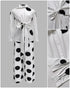 2 Pieces Outfit Polka Dot Pattern Long Sleeve Waist Tied Detail Blouse and Casual Wide Leg Pants Set white