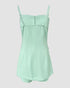 Bandeau Spaghetti Strap Golden-Button Back Shirred Top with Casual Shorts Set green