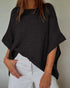 Solid Batwing Sleeve Hollow-out Crochet Pattern Top Casual Cover Up black