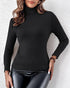 Turtleneck Long Sleeve Slim Fit Knit Sweater Fleece Lined Basic Layering Soft Thermal Top black