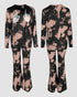 2 Pieces Outfit Tie Dye & Skeleton Hands Print Long Sleeve Top and Casual Elastic Waist Flared Pants Set black