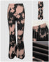 2 Pieces Outfit Tie Dye & Skeleton Hands Print Long Sleeve Top and Casual Elastic Waist Flared Pants Set black
