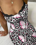 Butterfly Leopard Print Spaghetti Strap Slim Fit Lace Dress Glamorous Dress black