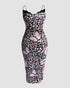 Butterfly Leopard Print Spaghetti Strap Slim Fit Lace Dress Glamorous Dress black