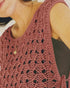 Round Neck Sleeveless Hollow-out Crochet Sweater Casual Tie Side Breathable Crop Top brown