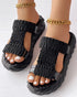 Braided Hollow Out Slippers Summer Sandals black