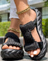 Braided Hollow Out Slippers Summer Sandals black