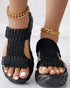 Braided Hollow Out Slippers Summer Sandals black