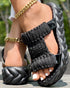 Braided Hollow Out Slippers Summer Sandals black