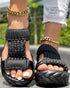 Braided Hollow Out Slippers Summer Sandals black