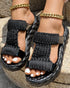 Braided Hollow Out Slippers Summer Sandals black