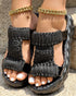 Braided Hollow Out Slippers Summer Sandals black